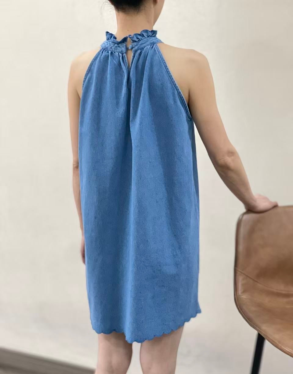 Robe fleurie en jean