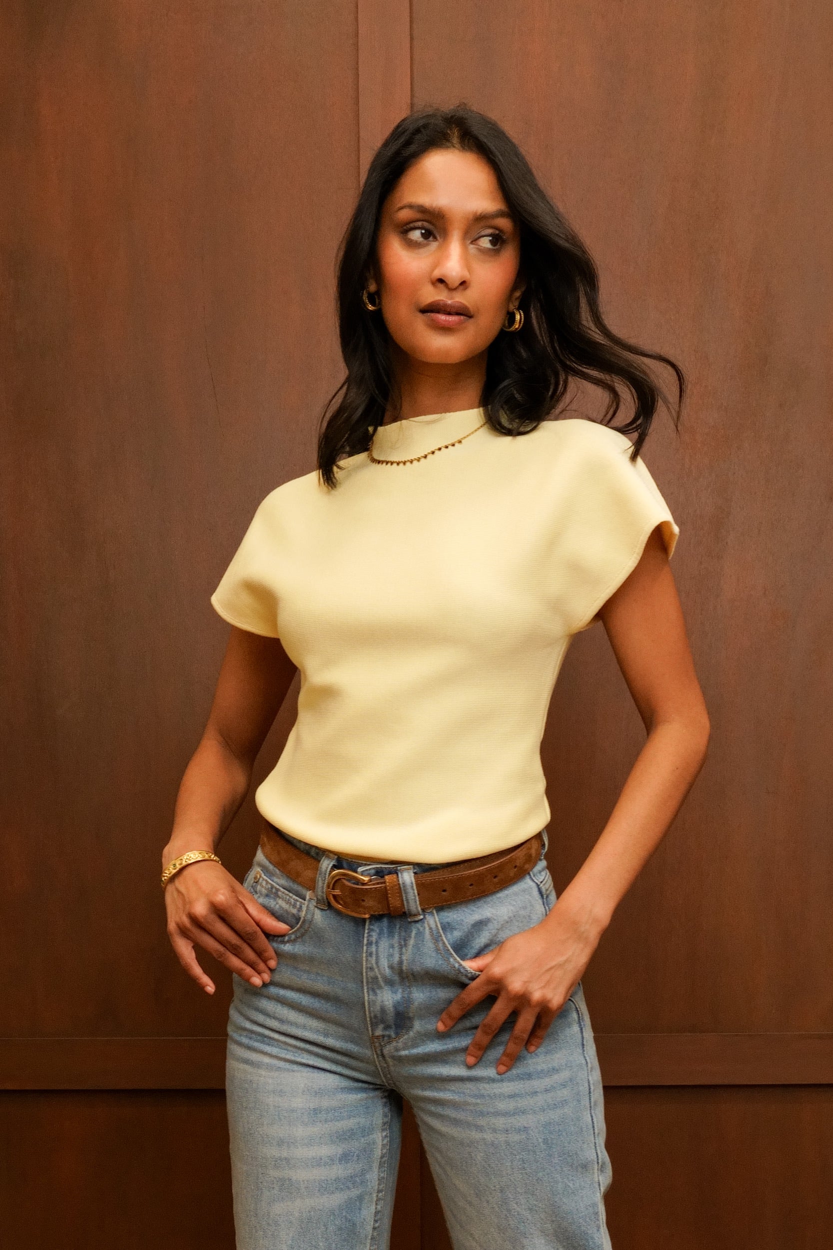 Top en maille jaune