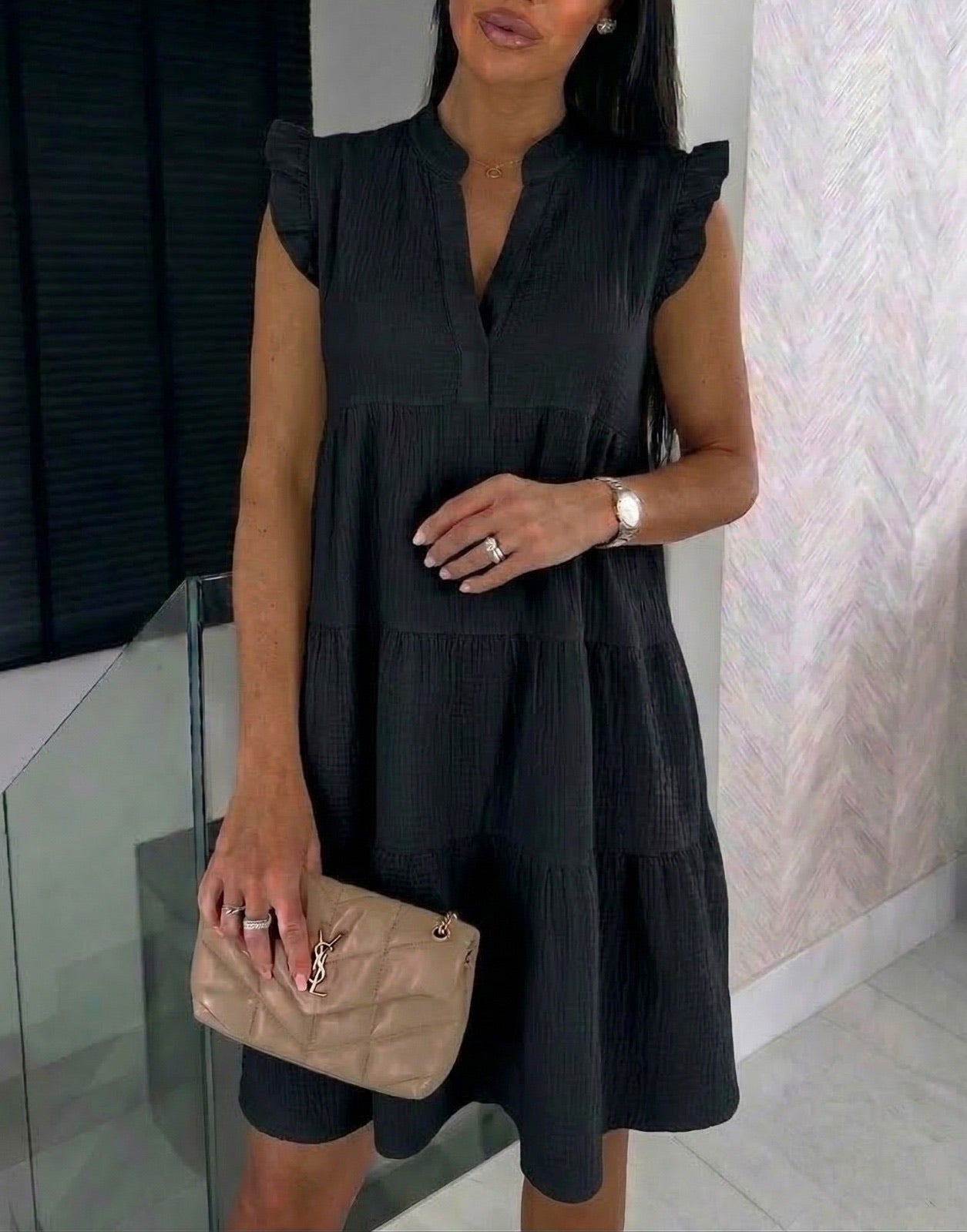 Robe en gaz de coton noir